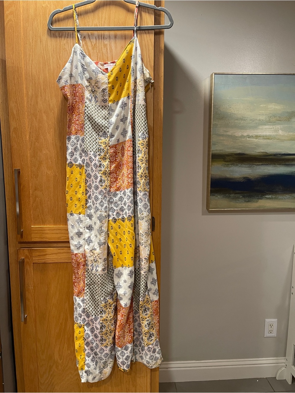 Xhilaration Yellow Multi Patchwork Print Jumpsuit | Size Large| Boho Summer